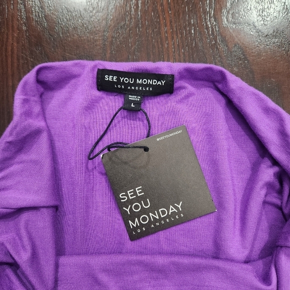 See You Monday Dress Women's L Purple Pencil Strapless Casual Bodycon Stretch - Picture 4 of 6